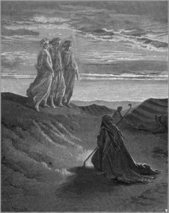 Abraham reçoit la visite de l’Éternel, par Gustave Doré.