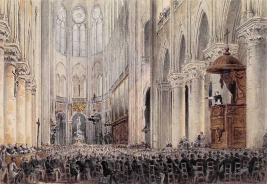 Lacordaire à Notre-Dame de Paris (dessin - 1845)