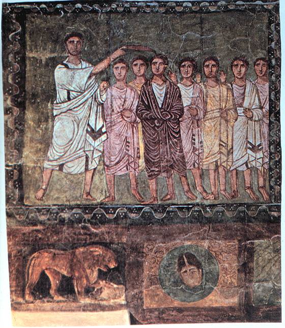 Onction de David par Samuel, fresque sur bois, Synagogue de Doura Europos